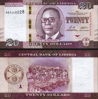 *20 Dolárov Libéria 2022, P39 UNC - Kliknutím na obrázok zatvorte -